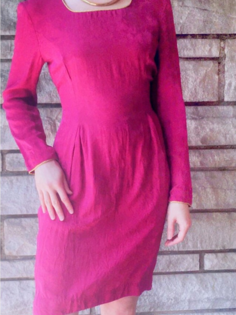 Vintage 80's 100% Silk Rose Pattern Dress